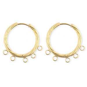 BY31&reg; Componenti in acciaio inossidabile orecchini spirale con 5 anellini oro