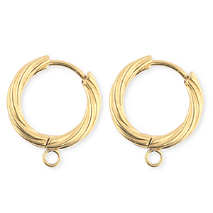 BY31&reg; Componenti in acciaio inossidabile orecchini spirale con anellino oro