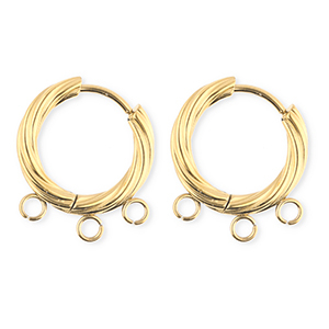 BY31&reg; Componenti in acciaio inossidabile orecchini spirale con 3 anellini oro