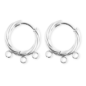 BY31&reg; Componenti in acciaio inossidabile orecchini spirale con 3 anellini argento