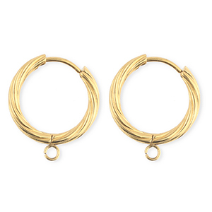 BY31&reg; Componenti in acciaio inossidabile orecchini spirale con anellino oro