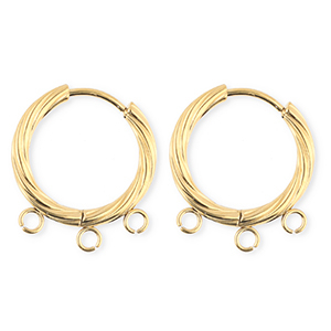 BY31&reg; Componenti in acciaio inossidabile orecchini spirale con 3 anellini oro