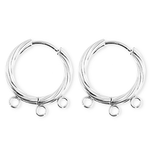 BY31&reg; Componenti in acciaio inossidabile orecchini spirale con 3 anellini argento