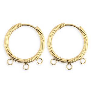 BY31&reg; Componenti in acciaio inossidabile orecchini spirale con 3 anellini oro