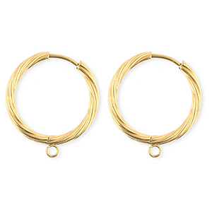 BY31&reg; Componenti in acciaio inossidabile orecchini spirale con anellino oro