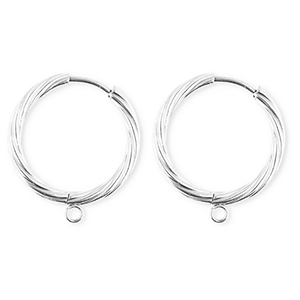 BY31&reg; Componenti in acciaio inossidabile orecchini spirale con anellino argento