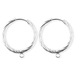 BY31&reg; Componenti in acciaio inossidabile orecchini spirale con anellino argento