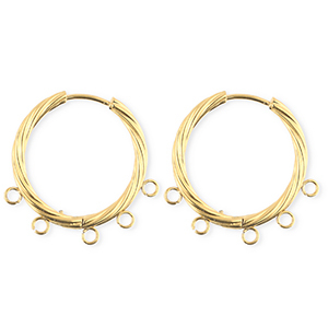 BY31&reg; Componenti in acciaio inossidabile orecchini spirale con 5 anellini oro