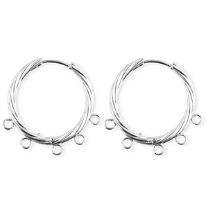 BY31&reg; Componenti in acciaio inossidabile orecchini spirale con 5 anellini argento