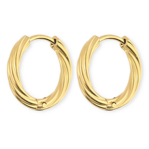 BY31&reg; Orecchini in acciaio inossidabil a cerchio spirale oro