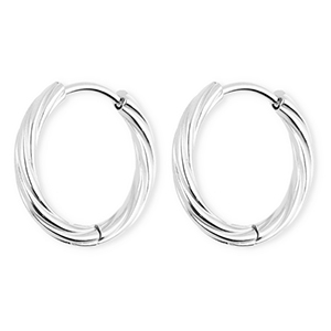 BY31&reg; Orecchini in acciaio inossidabil a cerchio spirale argento