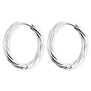 BY31&reg; Orecchini in acciaio inossidabil a cerchio spirale argento
