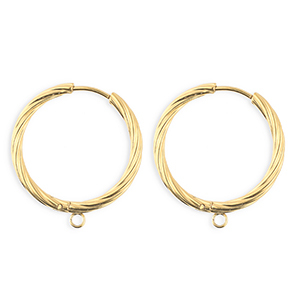 BY31&reg; Componenti in acciaio inossidabile orecchini spirale con anellino oro