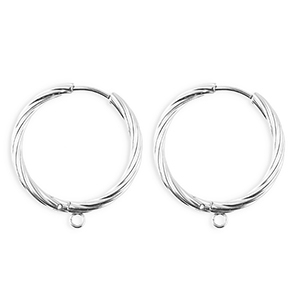 BY31&reg; Componenti in acciaio inossidabile orecchini spirale con anellino argento