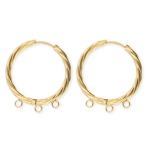 BY31&reg; Componenti in acciaio inossidabile orecchini spirale con 3 anellini oro