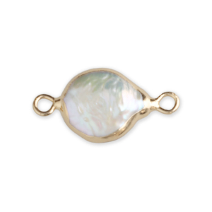 Perle di acqua dolce imperfette distanziatore rotondo oro-bianco naturale