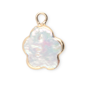 Perle di acqua dolce imperfette ciondolo fiore oro-bianco naturale