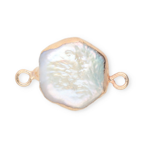 Perle di acqua dolce imperfette distanziatore esagono oro-bianco naturale