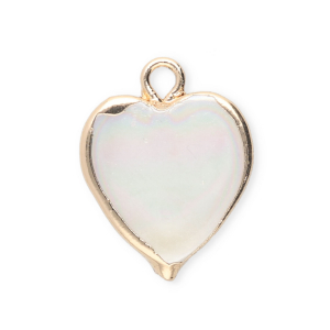 Perle di acqua dolce imperfette ciondolo cuore oro-bianco naturale