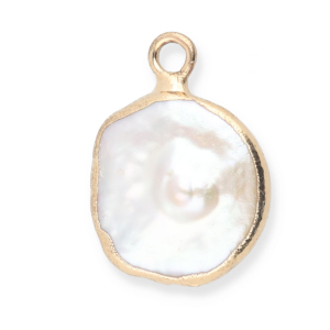 Perle di acqua dolce imperfette ciondolo rotondo oro-bianco naturale