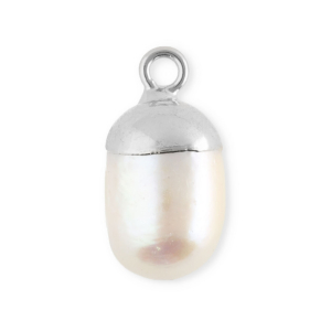 Perle di acqua dolce imperfette ciondolo rotondo argento-bianco naturale
