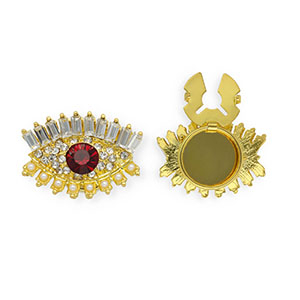 Copri bottoni occhio con strass e imitazione di perle oro-rosso-cristallo-bianco