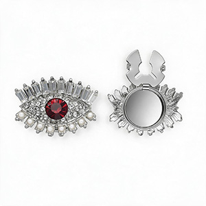 Copri bottoni occhio con strass e imitazione di perle argento-rosso-cristallo-bianco