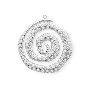 Ciondoli in acciaio inossidabile spirale con imitazione di perle argento-bianco