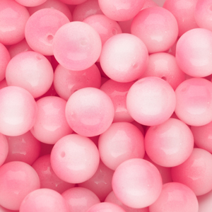 Perline di vetro 12mm rosa-bianco