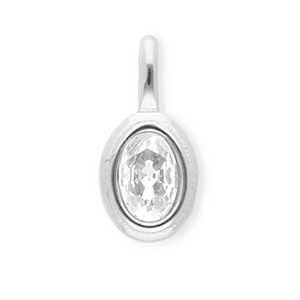 Ciondoli in acciaio inossidabile con strass ovalo argento-cristallo