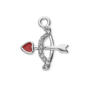 Ciondoli in acciaio inossidabile con strass arco e freccia argento-cristallo-rosso