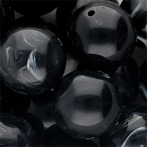 Perline in acrilico 24 mm tonda nero-bianco marmo
