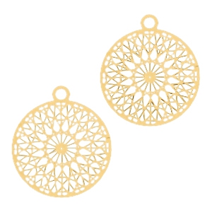 Pendenti in stile boh&eacute;mien 13 mm rotondo con anellino oro