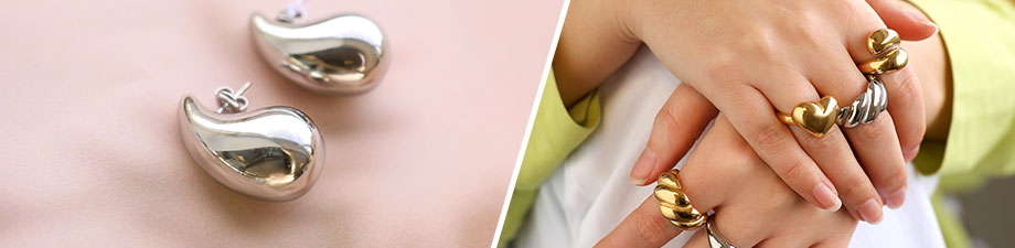 Nuova linea di orecchini e anelli in acciaio inossidabile