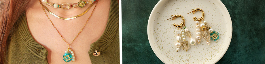 Wow! Splendide perline in acrilico con dettagli dorati