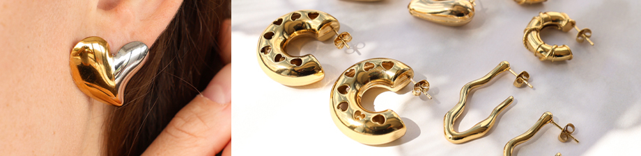 Orecchini in acciaio inossidabile gi&agrave; pronti in forme 