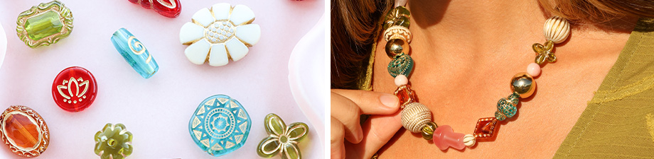 Nuova serie di perline in acrilico con accenti dorati Nuova serie di perline in acrilico con accenti dorati