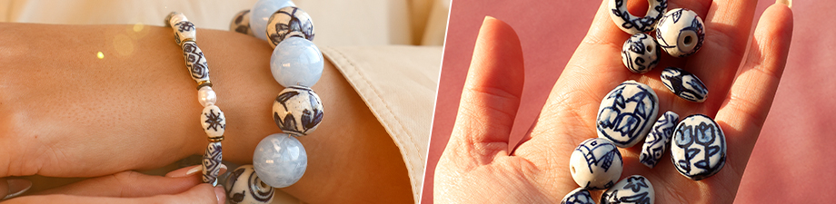 Perline in ceramica olandese stile Delft